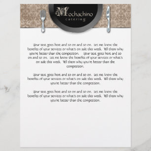 Flyer Damasco do bege da cutelaria da restauração do