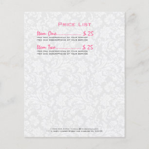 Flyer Damascos florais reversíveis do vintage branco &