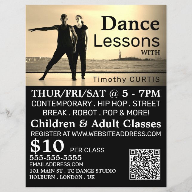 Flyer Dançarinos no Palco, Dance Lesson Advertising (Frente)