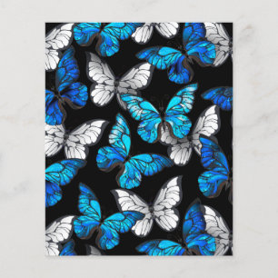 Flyer Dark Seamless Pattern with Blue Butterflies Morpho