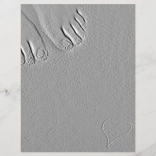 Flyer de coração e pés arenosos