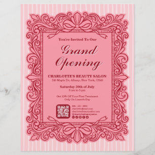 Flyer de Grande Abertura com Moldura de Arco Ornad
