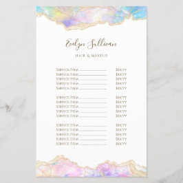 Flyer de lista de preços do design de opal azul