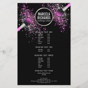 Flyer de Maquiagem de Artista com Confetes Rosa e 
