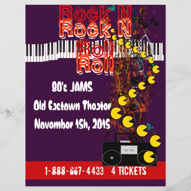 Flyer de Rock N Roll Jam dos anos 80 (Frente)
