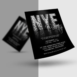 FLYER de Véspera de ano novo de Glitter de Disco d