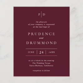 Flyer Deep Burgundy Classic Budget Wedding Invitation