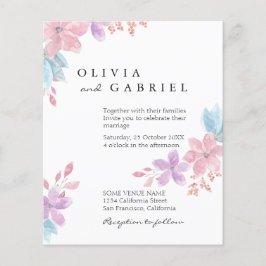 Flyer Delicar casamento com flores de aquarela botânica