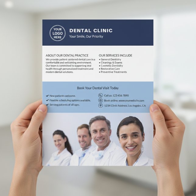 Flyer Dental Clinic Custom Logo Photo QR (Dental Clinic Custom Logo Photo QR Flyer)