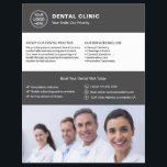 Flyer Dental Clinic Custom Logo Photo QR Gray<br><div class="desc">Professional dental flyer with front-side space for logo,  photo,  services,  key information,  and contact details. The back features a QR code for staying connected along with replaceable social media icons. Ideal for clear,  trustworthy patient communication. Visit the store for more coordinated business marketing designs.</div>