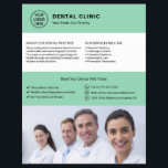 Flyer Dental Office Dentist Logo Photo QR Soft Green<br><div class="desc">Professional dental flyer with front-side space for logo,  photo,  services,  key information,  and contact details. The back features a QR code for staying connected along with replaceable social media icons. Ideal for clear,  trustworthy patient communication. Visit the store for more coordinated business marketing designs.</div>