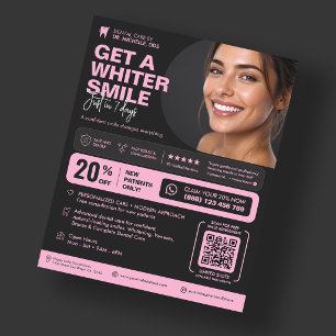 Flyer Dentista Estético Rosa Preto Cuidados Dentais