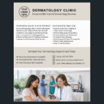 Flyer Dermatologist Skin Doctor Logo QR Neutral Beige<br><div class="desc">Promote your dermatology clinic with a professional, customizable flyer designed to help attract new patients and clearly showcase your services. Ideal for dermatologists, skin care clinics, and medical practices, this flyer allows you to add your logo, clinic information, services, and a QR code that links directly to your website or...</div>