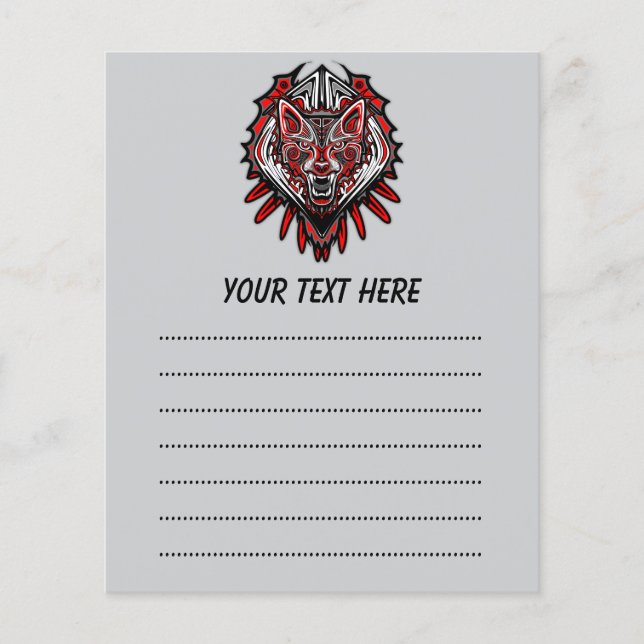 Flyer Desenho de Totem Tribal Haida de Lobo (Frente)