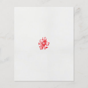 Flyer desenho de uma flor vermelha sobre fundo branco