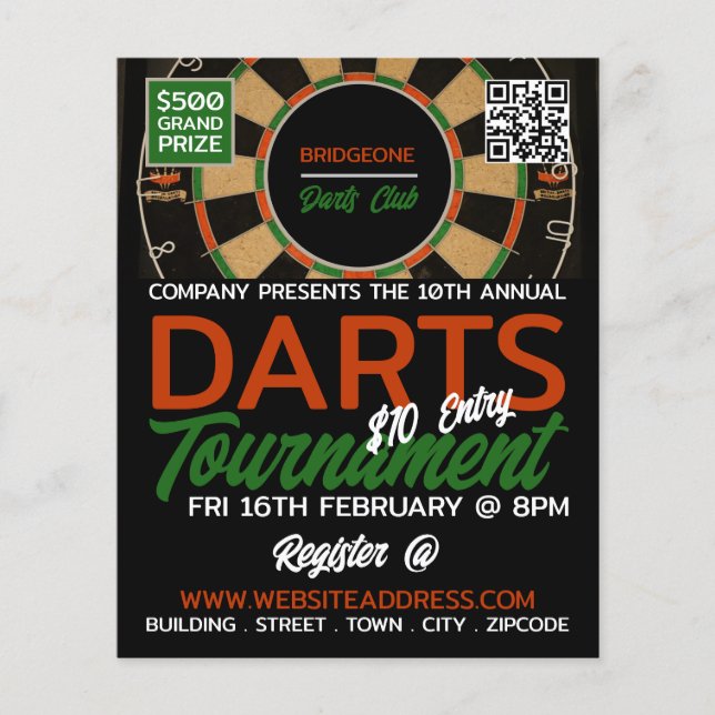 Flyer Design Dartboard, Torneio Darts (Frente)