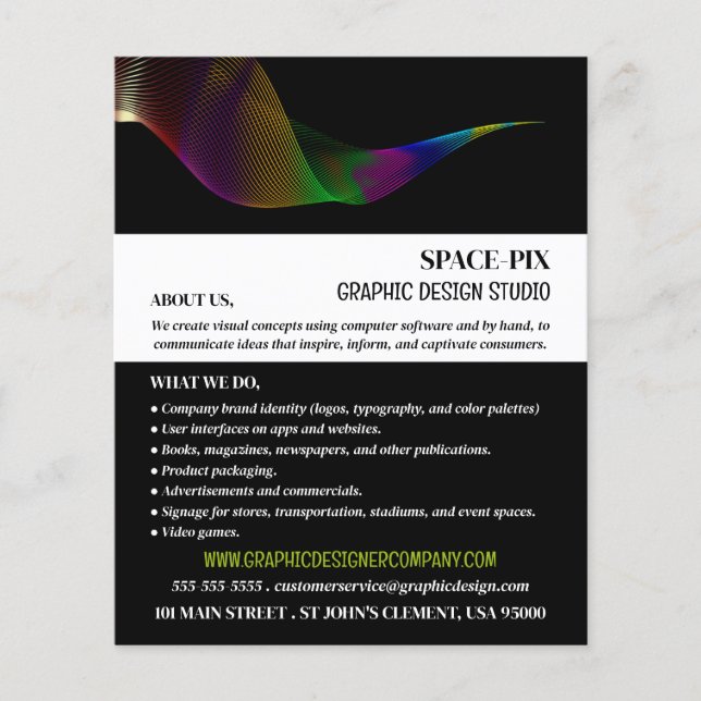 Flyer Design de Arte Gráfica, Anúncio do Designer Gráfic (Frente)