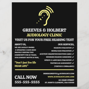 Flyer Design de Audiologia, Audiologista, Clínica Audiol