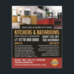 Flyer Design de cozinha e banheiro, cozinha/banheiro<br><div class="desc">Design de cozinha e de banheiro,  Panfleto publicitário da empresa Kitchen/Bathroom Fitter pela loja de Cartão de visita.</div>