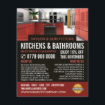 Flyer Design de cozinha na moda, cozinha e catador de ba<br><div class="desc">Design de cozinha na moda,  cozinha e panfleto publicitário da empresa Fitter de Banheiro pela loja Cartão de visita.</div>