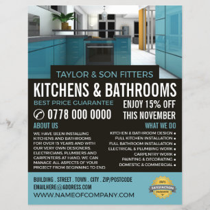 Flyer Design de cozinha na moda, cozinha e catador de ba