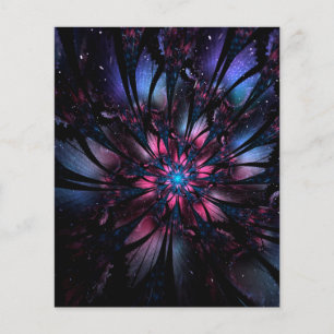 Flyer design de flor fractal abstrato.