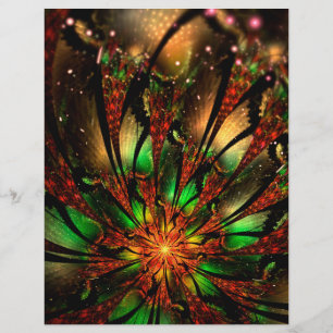 Flyer design de flor fractal abstrato.