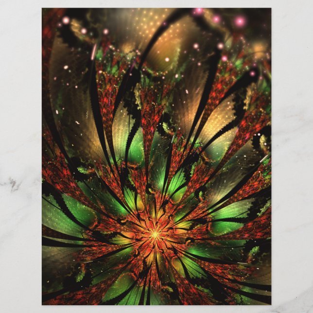 Flyer design de flor fractal abstrato. (Frente)