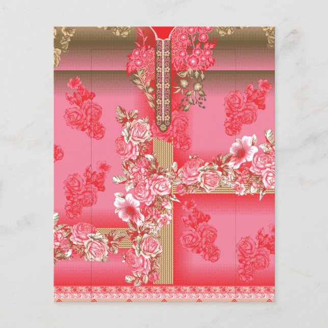 Flyer design de fundo rosa e ouro com vermelho (Frente)