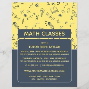 Flyer Design de Ícone Matemático, Anúncio de Classes de 
