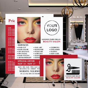 Flyer Design de Maquiagem Elegante, Esteticista, Salão d