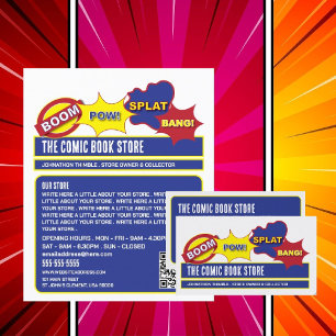 Flyer Design de Onomatopeia - Loja de Livros em Quadrinh