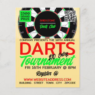 Flyer Design de prancheta, Anúncios de Torneio Darts