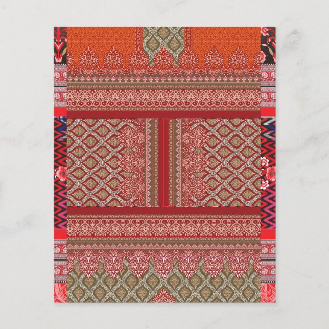 Flyer design de um padrão vermelho e bege (Frente)