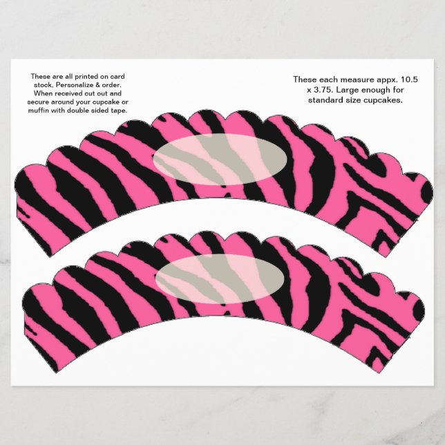 Flyer design Zebra Cupcake de 2 cor-de-rosa (Frente)