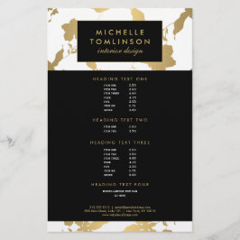 Flyer Designer Branco de Padrão Floral Dourado Elegante