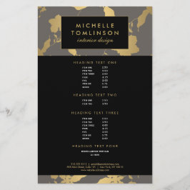 Flyer Designer de Cinzas de Padrão Floral Dourado Elegan