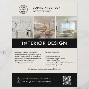 Flyer Designer de Interiores Moderno Marketing Neutro Pr