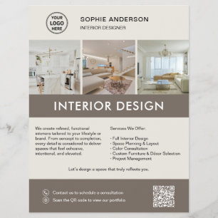 Flyer Designer de Interiores Moderno Marketing Neutro Ta