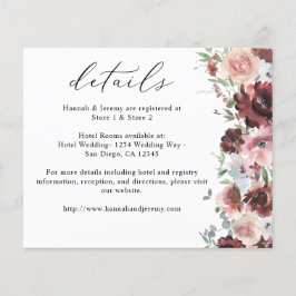 Flyer Detalhes da Floral do Borgonha e do Dusty Blush Pi