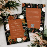 Flyer Detalhes do casamento floral de terracotta preto n<br><div class="desc">Convite de casamento floral de cor d'água rústica do orçamento e cartão de detalhes. Com belas ferrugem,  terracota,  cor-de-rosa pincelada,  preta e verde-sábio,  os detalhes da aquarela de eucalipto. Este convite de casamento moderno certamente define o estilo para o seu grande dia.</div>