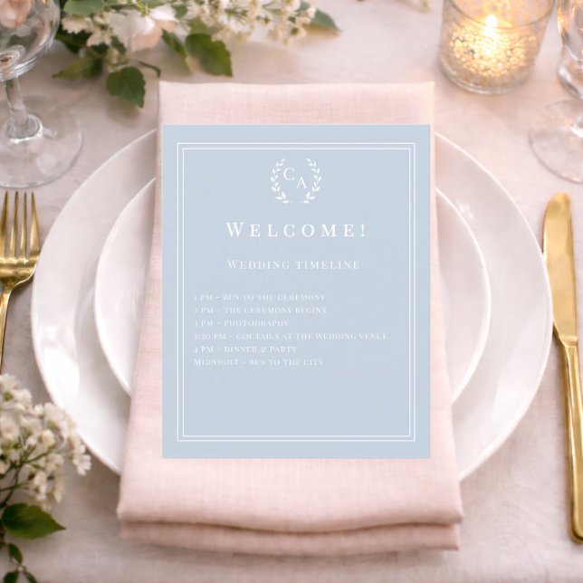 Flyer Detalhes do programa de casamento monogramado em a (Criador carregado)