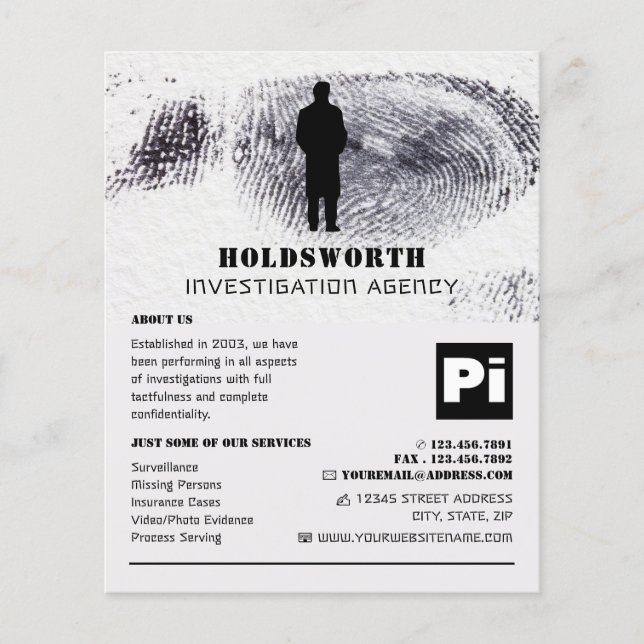 Flyer Detetive Detetive Investigador Privado Design (Frente)