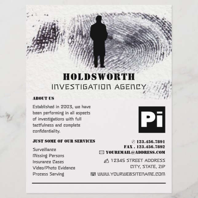 Flyer Detetive Detetive Investigador Privado Design (Frente)