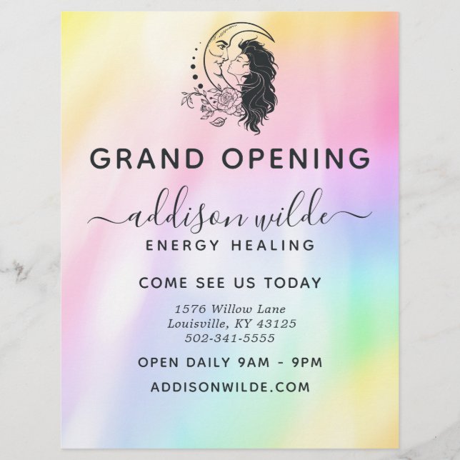 Flyer Deusa do Arco-Íris Mística Celestial da Lua Negóci (Frente)