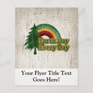 Flyer Dia da Terra cada dia, arco-íris retro