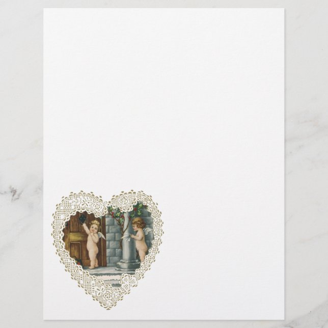 Flyer Dia dos Namorados Vitoriano Antigo, Anjo com Carta (Frente)