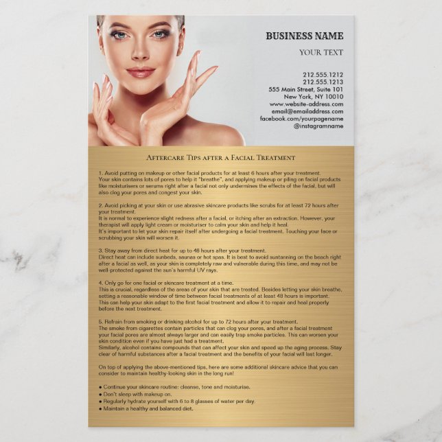 Flyer Dicas após tratamento após tratamento facial (Frente)
