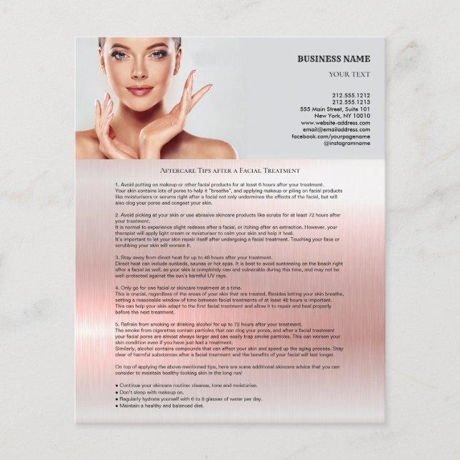 Flyer Dicas após tratamento após tratamento facial 4,5"x (Frente)