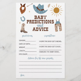 Flyer Dicas e Previsões para Chá de Bebê de Cowboy Weste